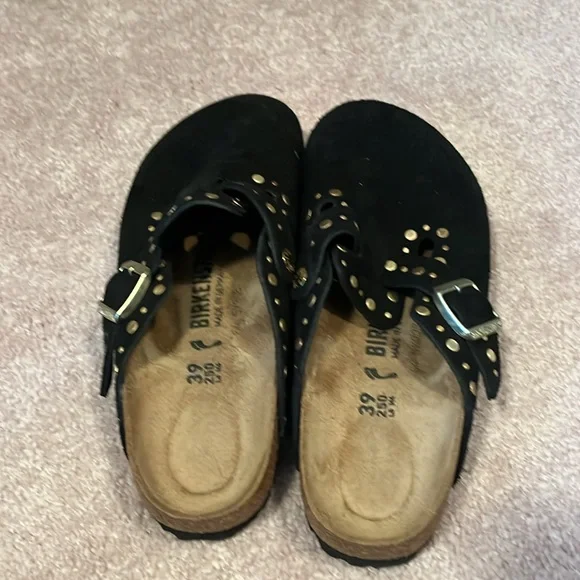 Birkenstock black suede clog with gold grommets size 39 - Picture 3 of 4